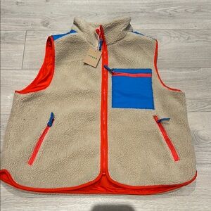 NWT Boden Fleece Vest with Red/Blue trim